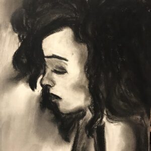 ABSTRACT GIRL - CHARCOAL FINE ART ON PAPER