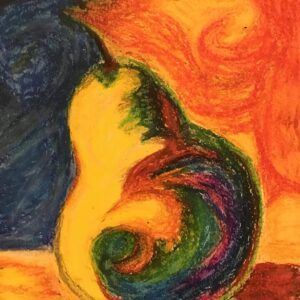 ABSTRACT PEAR - OIL PASTEL FINE ART ON PAPER